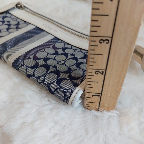 Coach Women's Navy Blue Signature Fabric Zip Up Long Wallet - Picture 11 of 11